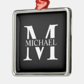 Schwarz-Personalisiert-Monogramm und Name Ornament Aus Metall (Links)