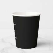 Schwarz-Personalisiert-Monogramm und Name Pappbecher (Links)
