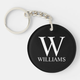 Schwarz-Personalisiert-Monogramm und Name Schlüsselanhänger