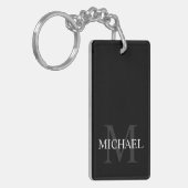 Schwarz-Personalisiert-Monogramm und Name Schlüsselanhänger (Vorderseite links)