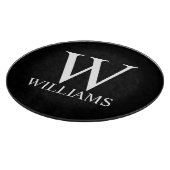 Schwarz-Personalisiert-Monogramm und Name Schneidebrett (Ecke)