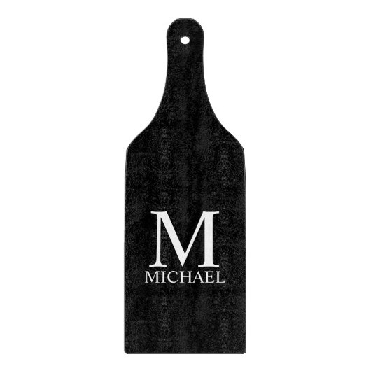 Schwarz-Personalisiert-Monogramm und Name Schneidebrett (Vorderseite)