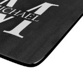 Schwarz-Personalisiert-Monogramm und Name Schneidebrett (Ecke)