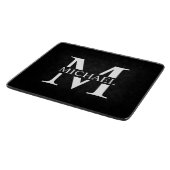 Schwarz-Personalisiert-Monogramm und Name Schneidebrett (Ecke)