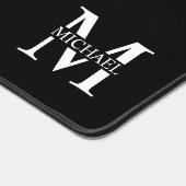 Schwarz-Personalisiert-Monogramm und Name Schreibtischunterlage (Ecke)