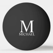 Schwarz-Personalisiert-Monogramm und Name Tischtennisball (Rückseite)
