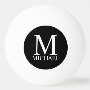 Schwarz-Personalisiert-Monogramm und Name Tischtennisball