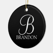 Schwarz-Personalisiert-Script-Monogramm und -Name Keramik Ornament (Links)