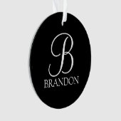 Schwarz-Personalisiert-Script-Monogramm und -Name Ornament (Vorderseite)