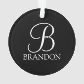 Schwarz-Personalisiert-Script-Monogramm und -Name Ornament (Rückseite)