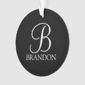 Schwarz-Personalisiert-Script-Monogramm und -Name Ornament (Vorderseite)