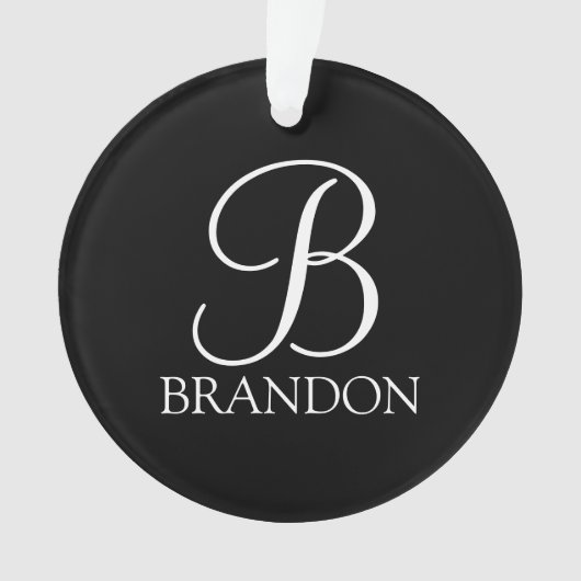 Schwarz-Personalisiert-Script-Monogramm und -Name Ornament (Vorderseite)