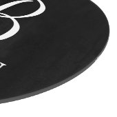 Schwarz-Personalisiert-Script-Monogramm und -Name Schneidebrett (Ecke)