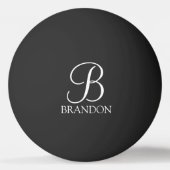 Schwarz-Personalisiert-Script-Monogramm und -Name Tischtennisball (Rückseite)