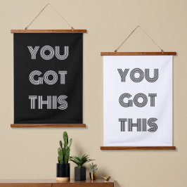 Schwarz Personalisiert, SIE GOT DIESEN Motivierend Wandteppich Mit Holzrahmen