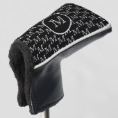 Schwarz-Personalisiertes Monogramm-Muster Golf Headcover (3/4 Vorderseite)