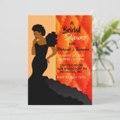 Schwarz-Pfirsich-gequiltete American Bridal Einladung (Stehend Vorderseite)