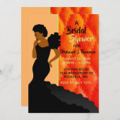 Schwarz-Pfirsich-gequiltete American Bridal Einladung (Vorne/Hinten)