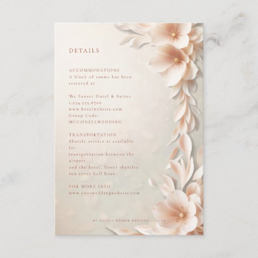 Schwarz-pfirsichfarbene Blumenkarte Begleitkarte (Vorderseite)