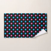 Schwarz Pink Blau Punkte Muster Badhandtuch Set (Handtuch)