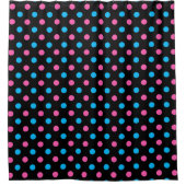 Schwarz Pink Blau Punkte Muster Duschvorhang (Vorderseite)