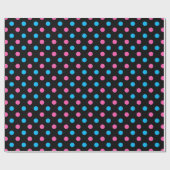 Schwarz Pink Blau Punkte Muster Geschenkpapier (Flach)