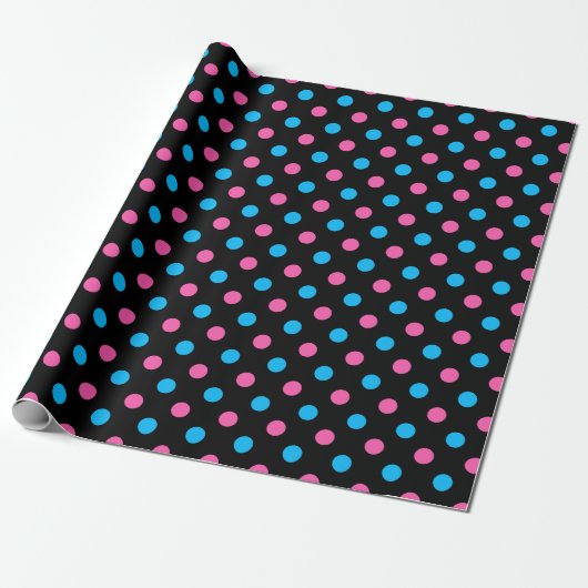 Schwarz Pink Blau Punkte Muster Geschenkpapier (Ungerollt)