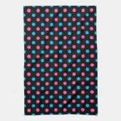 Schwarz Pink Blau Punkte Muster Geschirrtuch (Vertikal)