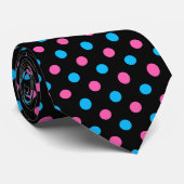 Schwarz Pink Blau Punkte Muster Krawatte (Gerollt)