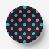 Schwarz Pink Blau Punkte Muster Pappteller (Vorderseite)