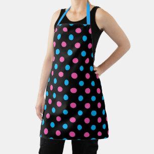 Schwarz Pink Blau Punkte Muster Schürze