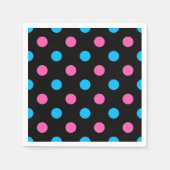 Schwarz Pink Blau Punkte Muster Serviette (Vorderseite)