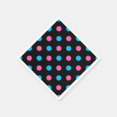 Schwarz Pink Blau Punkte Muster Serviette (Ecke)
