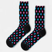Schwarz Pink Blau Punkte Muster Socken (Linkes Detail)
