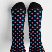 Schwarz Pink Blau Punkte Muster Socken (Oben)