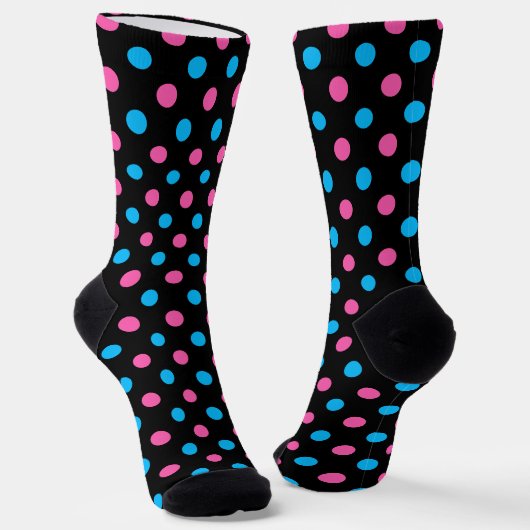 Schwarz Pink Blau Punkte Muster Socken (Gewinkelt)