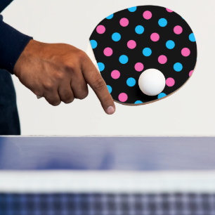 Schwarz Pink Blau Punkte Muster Tischtennis Schläger