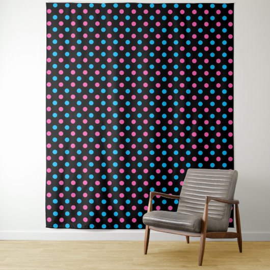 Schwarz Pink Blau Punkte Muster Wandteppich (Beispiel)