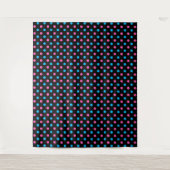 Schwarz Pink Blau Punkte Muster Wandteppich (Vorderseite)