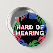 Schwarz-Pink-blaue tropische Blätter hören schwer Button (Vorne & Hinten)