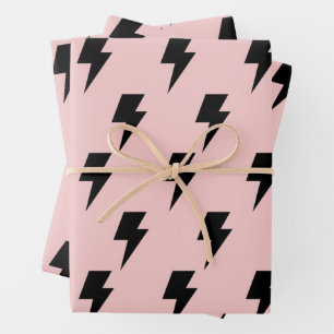 Schwarz Pink Blitz Y2K Indie Geschenke Bold Geschenkpapier Set