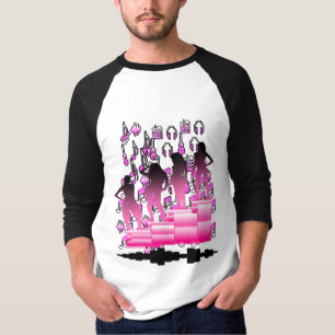 Schwarz-Pink-Farbgestaltung T-Shirt