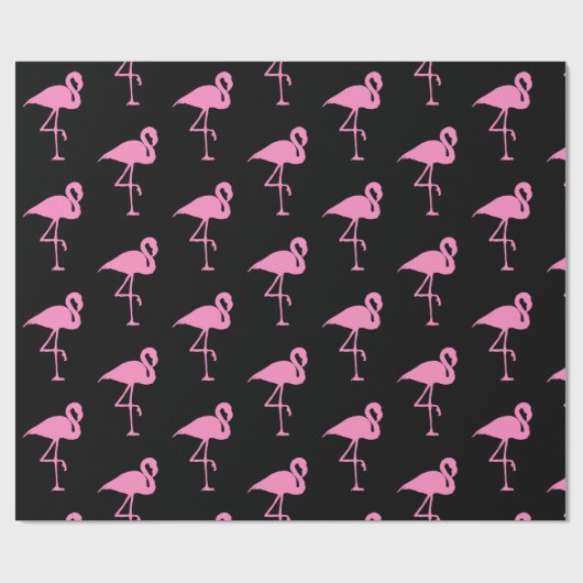 Schwarz-Pink-Flamingo-Geschenkwrap Geschenkpapier (Flach)