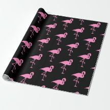 Schwarz-Pink-Flamingo-Geschenkwrap