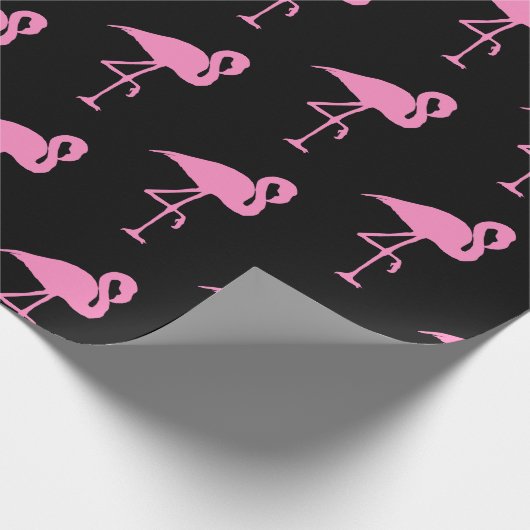 Schwarz-Pink-Flamingo-Geschenkwrap Geschenkpapier (Ecke)