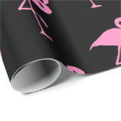 Schwarz-Pink-Flamingo-Geschenkwrap Geschenkpapier (Rolleneckpunkt)