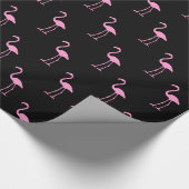 Schwarz-Pink-Flamingo-Muster Geschenkpapier (Ecke)