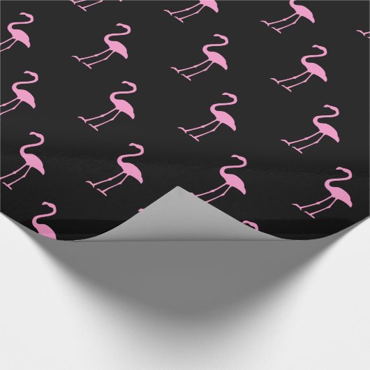 Schwarz-Pink-Flamingo-Muster Geschenkpapier (Ecke)