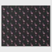 Schwarz-Pink-Flamingo-Muster Geschenkpapier (Flach)