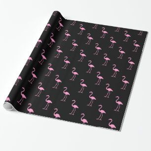 Schwarz-Pink-Flamingo-Muster Geschenkpapier